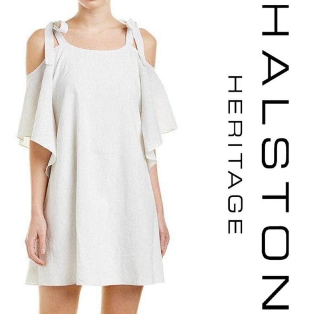 Halston Heritage Tie Strap Cold Shoulder Dress XS